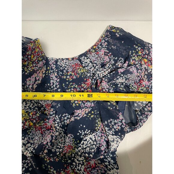 ModCloth Floral A-Line Midi Skirt S Polyester Navy Multicolor Pockets - Picture 15 of 16